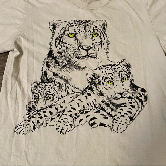 Vintage T-shirt dress / nightie snow leopard cat family 100 % Cotton Hong Kong - Picture 2 of 7